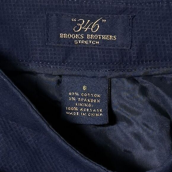 Brooks Brothers 346 Women's Pants Navy Blue Palm Trees Textured Cotton Cropped 8 - Picture 3 of 8